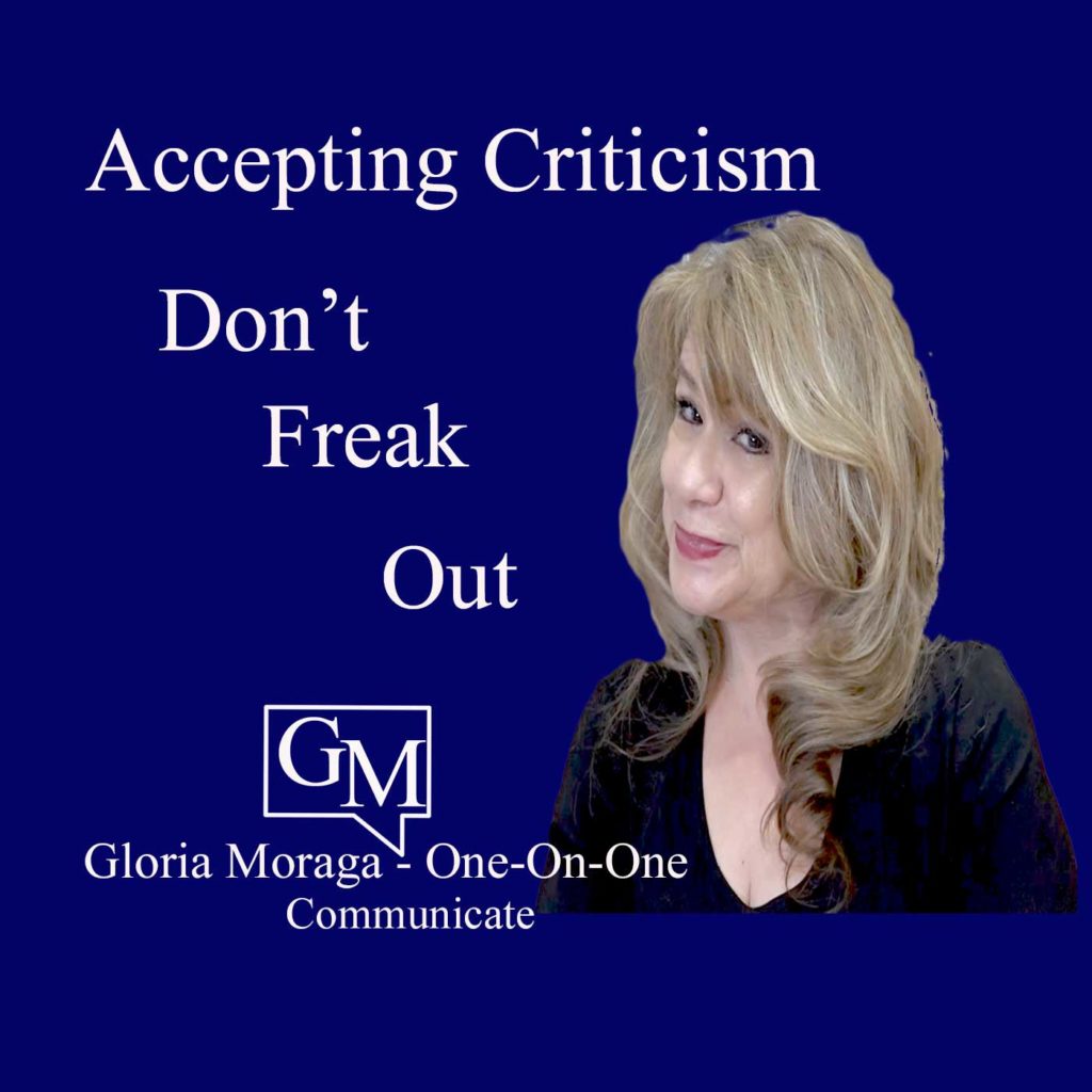Accepting Criticism - Don't Fresk Out. GM Gloria Moraga One-On-One, photo of Gloria Moraga on the left, deep blue background.