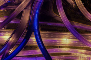 Colorful Freeway, aerial view.