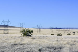 Power lines on rural land.