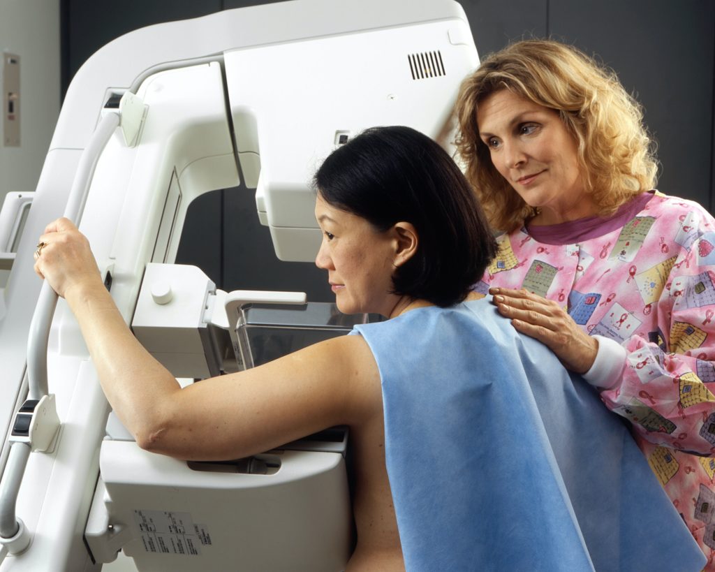 Picture of Woman Getting a Mammogram