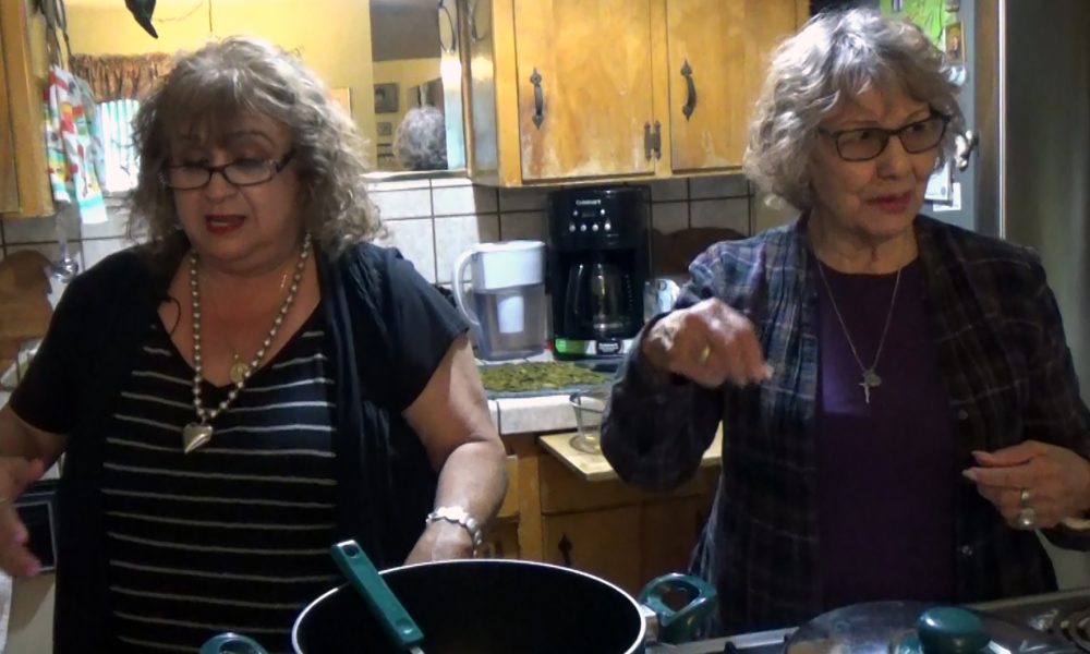 Cousin Debbie and Aunt Gloria Making Pork Steak Nopales in their Kitchen in Fresno, CA.